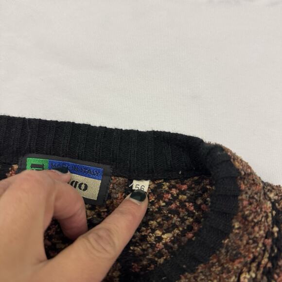 Vintage Wool Blend Grandpa Fisherman Sweater Made in Italy Brown Orange Large/XL - Picture 4 of 9